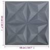 3D Wall Panels 50x50 cm - Origami Grey | 24 pcs - 6 m²