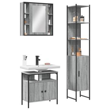 3 Piece Bathroom Cabinet Set - Grey Sonoma Wood | HipoMarket