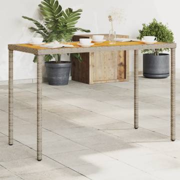 Garden Table with Acacia Wood Top - Grey 115x54x74 cm