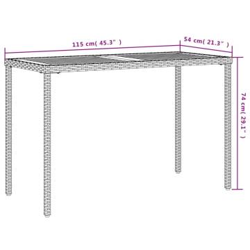 Garden Table with Acacia Wood Top - Grey 115x54x74 cm