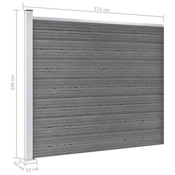 Fence Panel Set WPC 526x146 cm Grey - Durable Garden Privacy