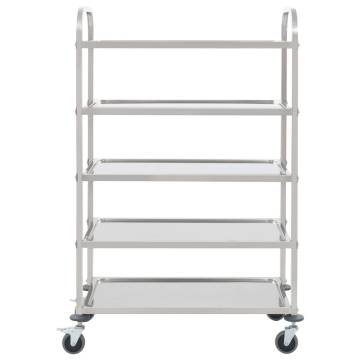 5-Tier Kitchen Trolley - Stainless Steel Serving Cart | Hipomarket