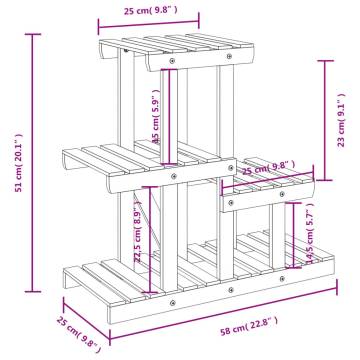 Solid Wood Fir Flower Stand - 58x25x51 cm | HipoMarket