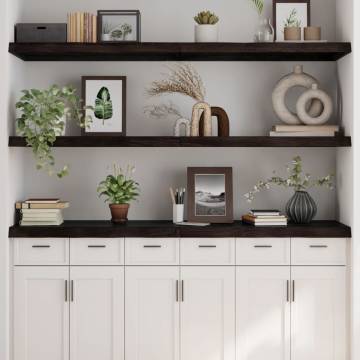 Wall Shelf Dark Brown - Solid Oak | 180x60x(2-6) cm