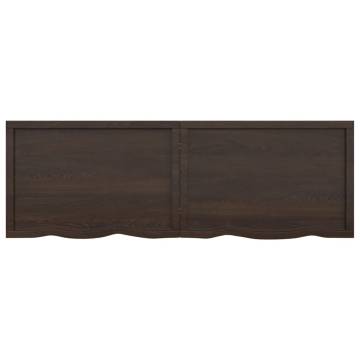 Wall Shelf Dark Brown - Solid Oak | 180x60x(2-6) cm