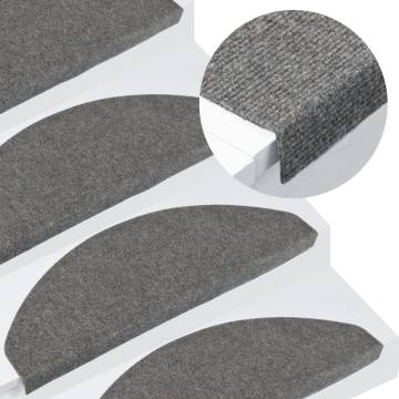 Self-Adhesive Stair Mats - 15 Pcs Grey | HipoMarket UK