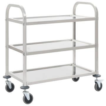 3-Tier Stainless Steel Kitchen Trolley - 95x45x83.5 cm