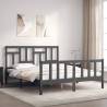 Bed Frame with Headboard Grey King Size Solid Wood Colour grey Size 150 x 200 cm 