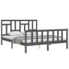 Grey King Size Bed Frame with Headboard | Solid Wood Furniture