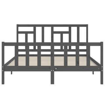 Grey King Size Bed Frame with Headboard | Solid Wood Furniture