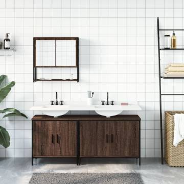 3 Piece Bathroom Furniture Set - Brown Oak Engineered Wood