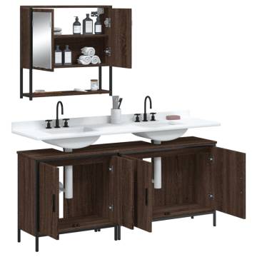 3 Piece Bathroom Furniture Set - Brown Oak Engineered Wood