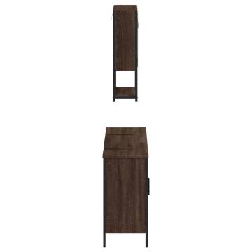 3 Piece Bathroom Furniture Set - Brown Oak Engineered Wood