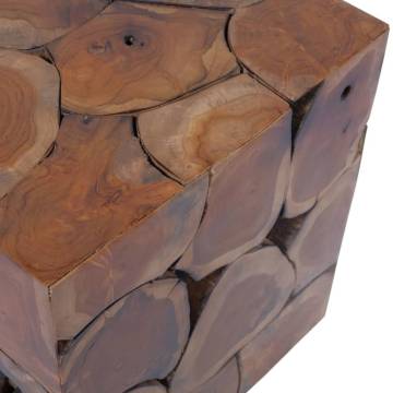 Handmade Solid Teak Wood Stool - Unique & Rustic Charm