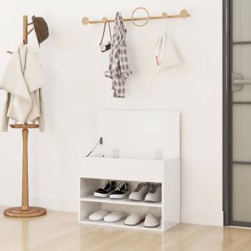 High Gloss White Shoe Bench - Stylish & Functional Storage