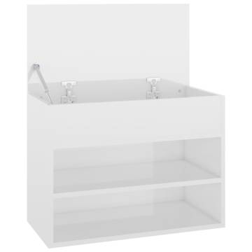 High Gloss White Shoe Bench - Stylish & Functional Storage