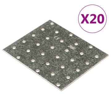 Perforated Plates 20 pcs Galvanised Steel 120x100 mm - HipoMarket