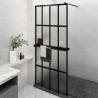 Walk-in Shower Wall with Shelf Black 100x195 cm ESG Glass&Aluminium Colour frosted Size 100 x 195 cm Model 4x4 grids 