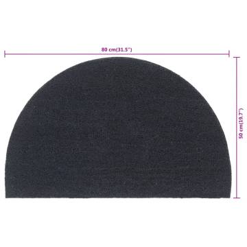 Dark Grey Half Round Coir Door Mat 50x80 cm | HipoMarket