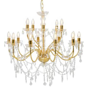 Elegant 2-layer Golden Chandelier - 15 x E14 Bulbs