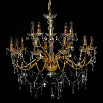 Elegant 2-layer Golden Chandelier - 15 x E14 Bulbs