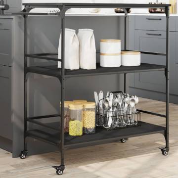 Stylish Black Kitchen Trolley - Versatile Storage Solution