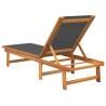 Sun Loungers 2 pcs - Black Solid Wood Acacia & Textilene