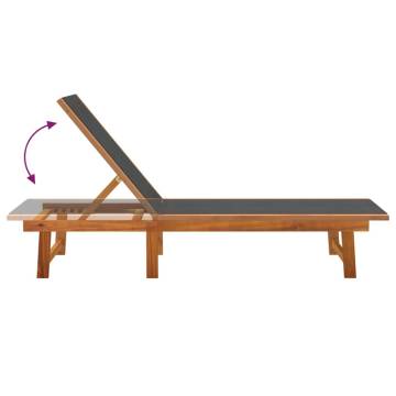 Sun Loungers 2 pcs - Black Solid Wood Acacia & Textilene