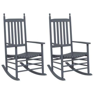 Comfortable Grey Rocking Chairs - 2 pcs Solid Wood Poplar