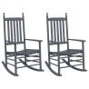 Comfortable Grey Rocking Chairs - 2 pcs Solid Wood Poplar