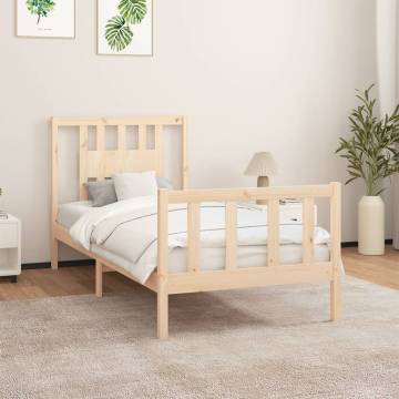 Solid Wood Pine Bed Frame with Headboard - 100x200 cm