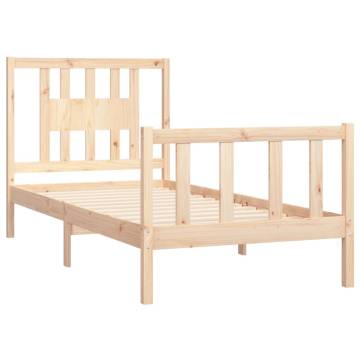 Solid Wood Pine Bed Frame with Headboard - 100x200 cm