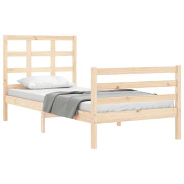 Solid Wood Bed Frame with Headboard 90x200 cm - Hipomarket