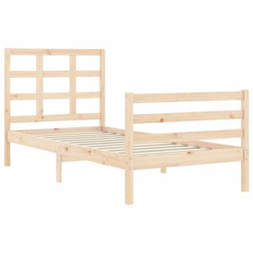 Solid Wood Bed Frame with Headboard 90x200 cm - Hipomarket