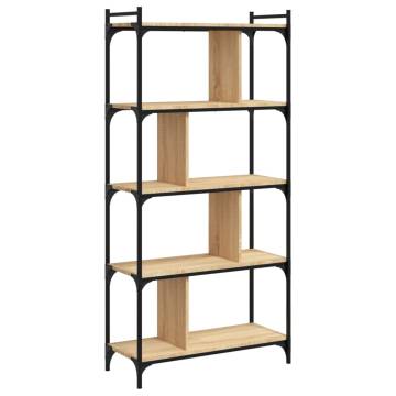 5-Tier Bookcase in Sonoma Oak - Stylish & Durable Storage