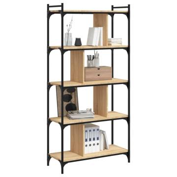 5-Tier Bookcase in Sonoma Oak - Stylish & Durable Storage