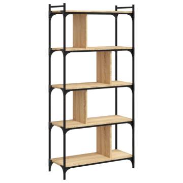 5-Tier Bookcase in Sonoma Oak - Stylish & Durable Storage