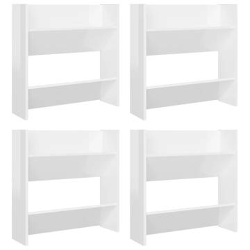 High Gloss White Wall Shoe Cabinets - 4 pcs - Save Space