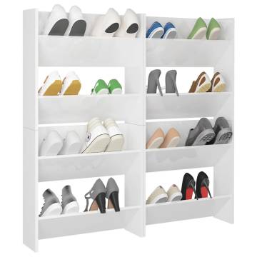 High Gloss White Wall Shoe Cabinets - 4 pcs - Save Space