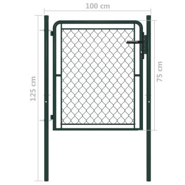 Sturdy Green Steel Garden Gate 100x75 cm - HipoMarket