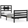 Black Bed Frame with Headboard - Solid Wood 90x200 cm | HipoMarket