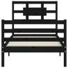 Black Bed Frame with Headboard - Solid Wood 90x200 cm | HipoMarket