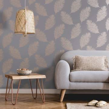 DUTCH WALLCOVERINGS Fawning Feather Grey/Rose Gold Wallpaper