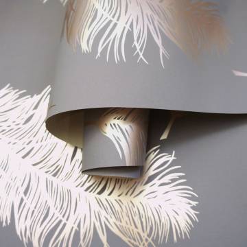 DUTCH WALLCOVERINGS Fawning Feather Grey/Rose Gold Wallpaper