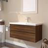 Sink Cabinet with Built-in Basin Brown Oak Engineered Wood Colour brown oak Size 90 x 38.5 x 45 cm Quantity in Package 1 Model without faucet & drain 