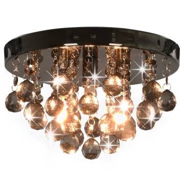 Ceiling Lamp with Smoky Beads - Black Round G9