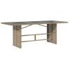 Garden Table with Glass Top Beige - 190x80 cm Poly Rattan