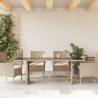 Garden Table with Glass Top Beige - 190x80 cm Poly Rattan