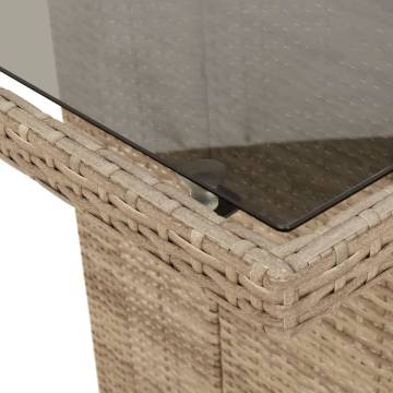 Garden Table with Glass Top Beige - 190x80 cm Poly Rattan