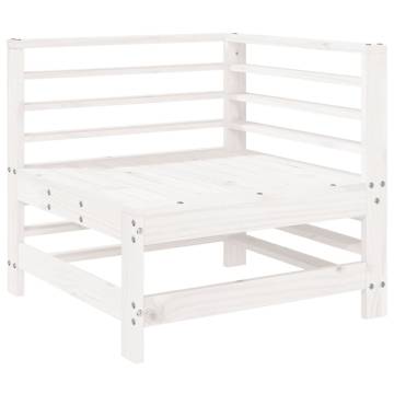 Garden Corner Sofa - White Solid Wood Pine | HipoMarket